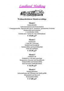 Weihnachtsfeiern Menüvorschläge 2019 Landhotel Heidkrug